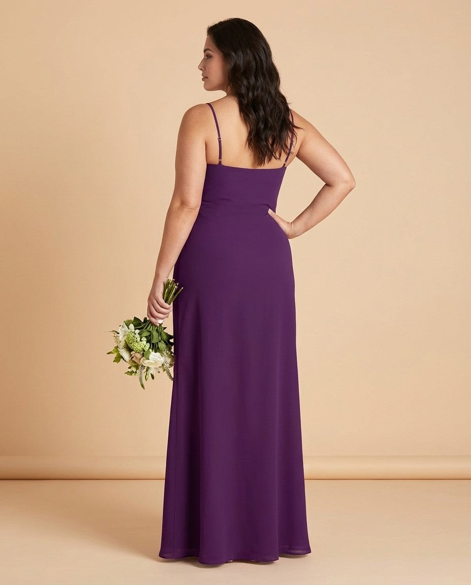 Silvarelle Plus Size Timeless Lace Sheath Floor Length Chiffon Bridesmaid Dress -N0366