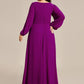 Stylish Plus Size Chiffon Formal Evening Dresses with Long Lantern Sleeves