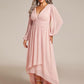 Plus Size V-Neck Long Lantern Sleeves A-Line Chiffon Bridesmaid Dress