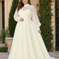 Minimalist Plus Size Wedding Gown with Sheer Long Sleeves