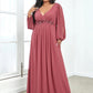 Stylish Plus Size Chiffon Formal Evening Dresses with Long Lantern Sleeves