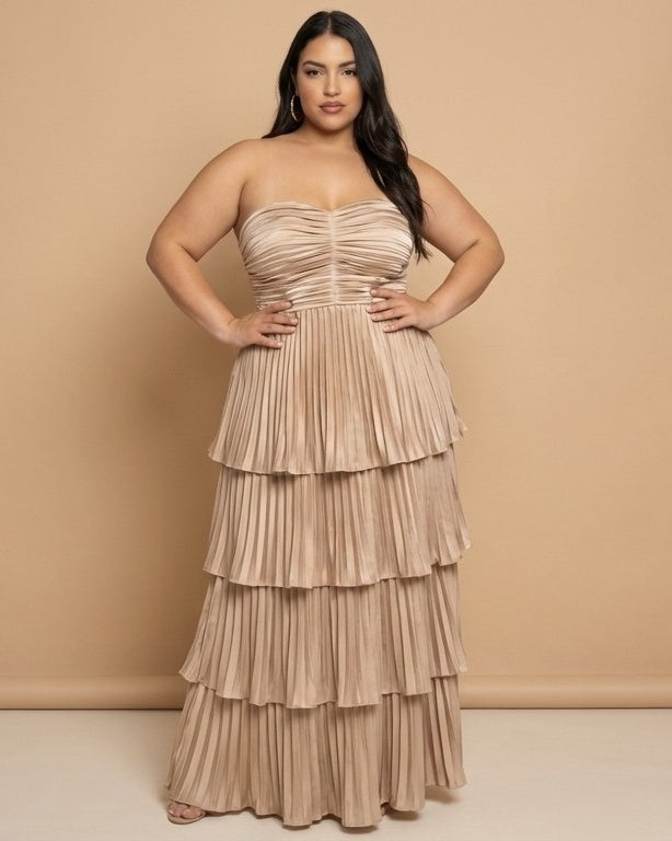 Chantarae Sophisticated Plus Size A-Line Satin Charmeuse Bridesmaid Gown - N0380