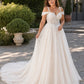 Minimalist Bohemian Wedding Dress A-Line Lace Tulle Off Shoulder Design