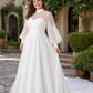 Minimalist Plus Size Wedding Gown with Sheer Long Sleeves