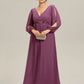 Stylish Plus Size Chiffon Formal Evening Dresses with Long Lantern Sleeves