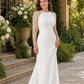 Plus Size Mermaid Wedding Dress with Lace Sleeves and Illusion Back