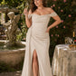Plus Size Mermaid Bridesmaid Dress with Corset Bodice and Slit