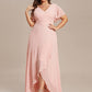 Plus Size Elegant Lotus Sleeves Chiffon Bridesmaid Dress