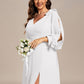Plus Size Open Lantern Sleeve A-Line Bridesmaid Dress