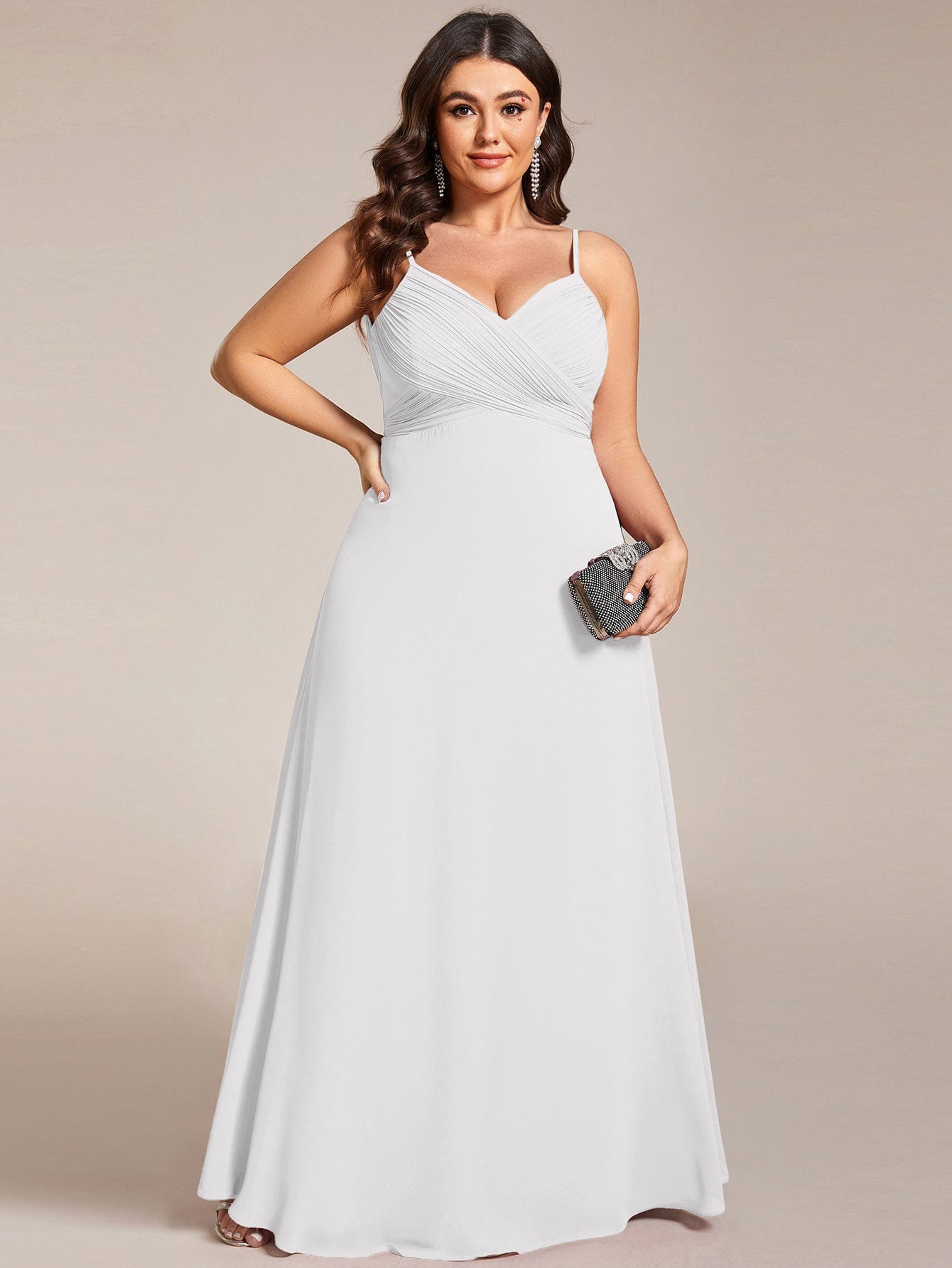 Plus Size Draped Back Criss-Cross Chiffon A-Line Bridesmaid Dress