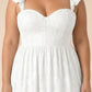 Plus Size A-Line Bridesmaid Dress with Floral Burnout Fabric Ruched Bodice and Slit Detail