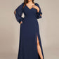 Plus Size Open Lantern Sleeve A-Line Bridesmaid Dress