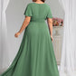 Plus Size Printed Chiffon Pleated Maxi Wedding Guest Dress
