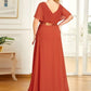 Plus Size Empire Waist V Back Bridesmaid Dress with Short Sleeves