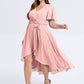 Plus Size Tie Knot Chiffon Wedding Guest Dress