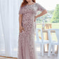 Floral Sequin Print Plus Size Mermaid Tulle Evening Dress