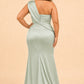 Elegant Plus Size Mermaid Bridesmaid Dress One Shoulder Open Back Detail