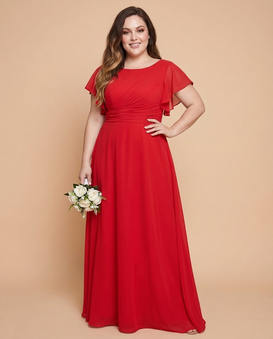 Avenleigh Timeless Chiffon A-Line Plus Size Bridesmaid Dress Ruched Waist - N0331