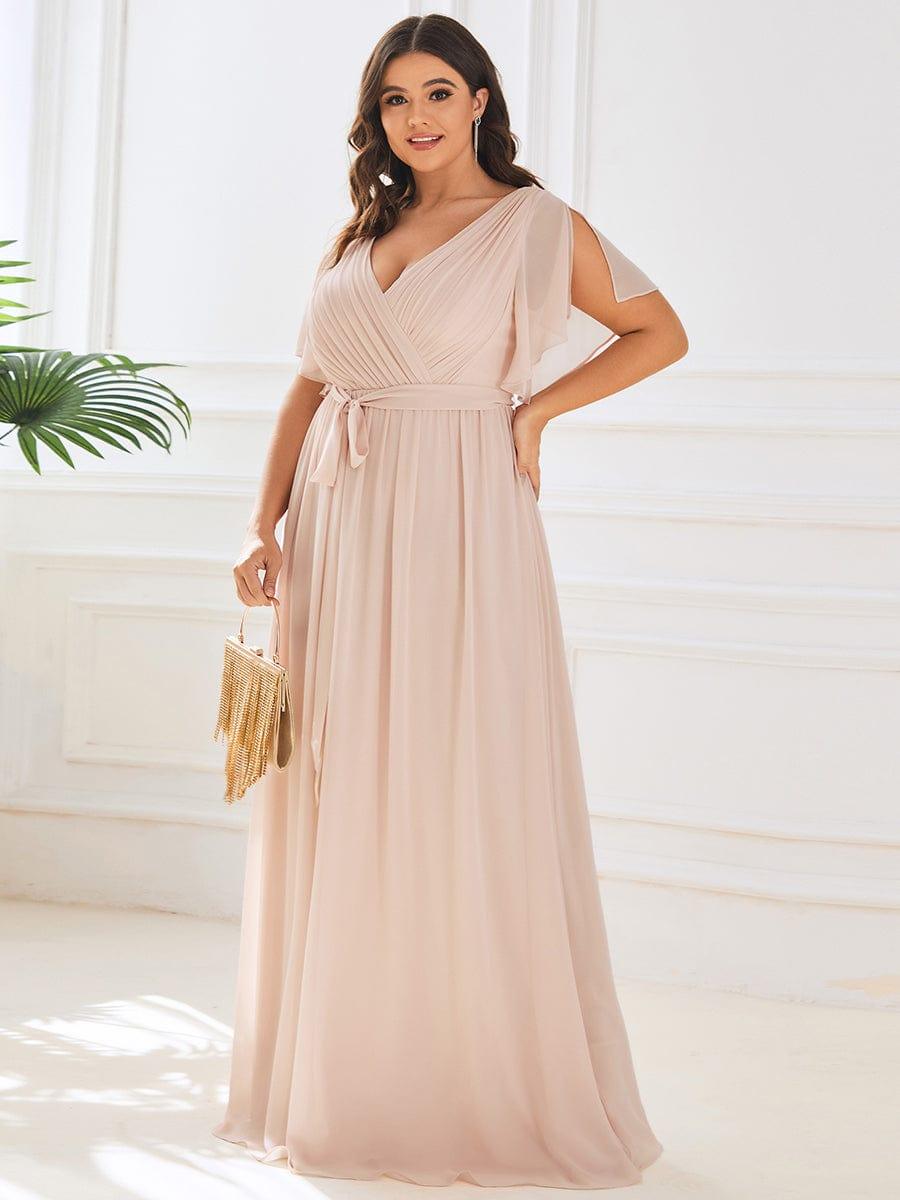 Plus Size Chiffon Tie-Waist Evening Dress