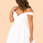 Romantic Off Shoulder Satin Wedding Dress Plus Size with Hidden Pockets