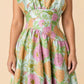 Plus Size Floral Jacquard Bridesmaid Dress with Ruffle Hem A-Line Silhouette
