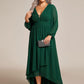 Plus Size V-Neck Long Lantern Sleeves A-Line Chiffon Bridesmaid Dress