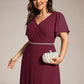 Plus Size Pleated A-Line Shiny Belt Chiffon Formal Evening Dress