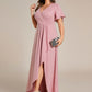Plus Size Glitter Ruffled High-Low Front Slit Evening Dress