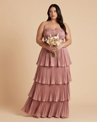 Chantarae Elegant Satin Charmeuse A-Line Plus Size Bridesmaid Dress with Ruffles Perfect for Wedding Events - N0384