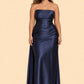 Plus Size Strapless Bridesmaid Dress Ruched Maxi Dress with Draped Waist Tie Elegant Gown