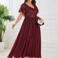 Plus Size V-Neck Short Sleeve Sequin Bodice Mother of the Bride Dress