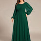 Plus Size See-Through Puff Sleeve Chiffon Mother Dress