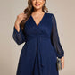 Plus Size Twist Knot Louts Leaf Long Sleeve A-Line Evening Dress