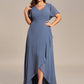 Plus Size Elegant Lotus Sleeves Chiffon Bridesmaid Dress