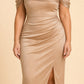 Bridesmaid Maxi Dress with Detachable Bra and Flattering Slit