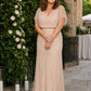 Plus Size Elegant Mother of the Bride Gown with Floral Beaded V Neck Design