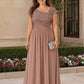 Asymmetrical Neck Evening Gown with Sequin Accent for Bridesmaids and Formal Events
