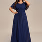 Plus Size Printed Chiffon Pleated Maxi Wedding Guest Dress