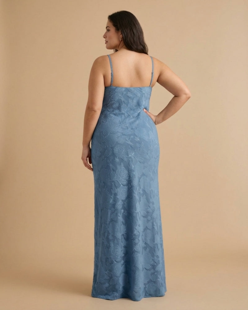 Silvarelle Romantic Plus Size Sheath Lace Bridesmaid Dress with Floral Texture for Wedding -N0351
