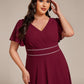 Plus Size V-Neck Rhinestone Waist Chiffon Maxi Formal Evening Dress