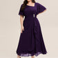 Plus Size Chiffon Ruffle Sleeve Formal Dress