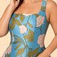 Elegant Floral Bridesmaid Ballgown Square Neck A-Line Dress