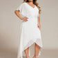 Plus Size V-Neck Chiffon Bat-Wing Sleeve A-Line Waist Applique Formal Dress