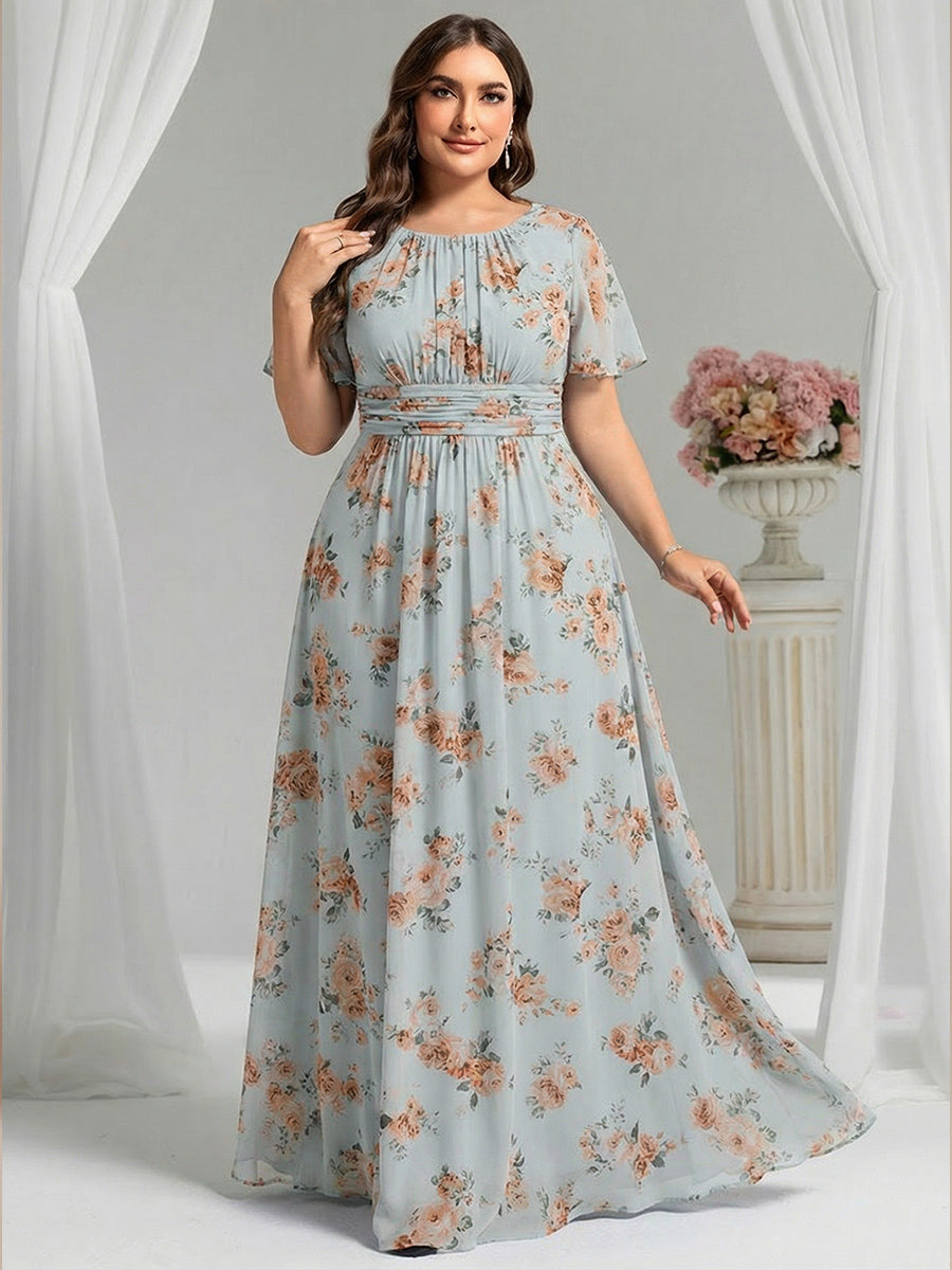 Plus Size Simple Chiffon Pleated A-Line Bridesmaid Dress