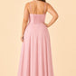 Plus Size Ruffled Shirred Tulle Bridesmaid Dress A-Line Maxi