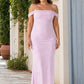 Plus Size Off Shoulder Burnout Floral Bridesmaid Dress with Lace-Up Back