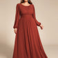 Plus Size See-Through Puff Sleeve Chiffon Mother Dress