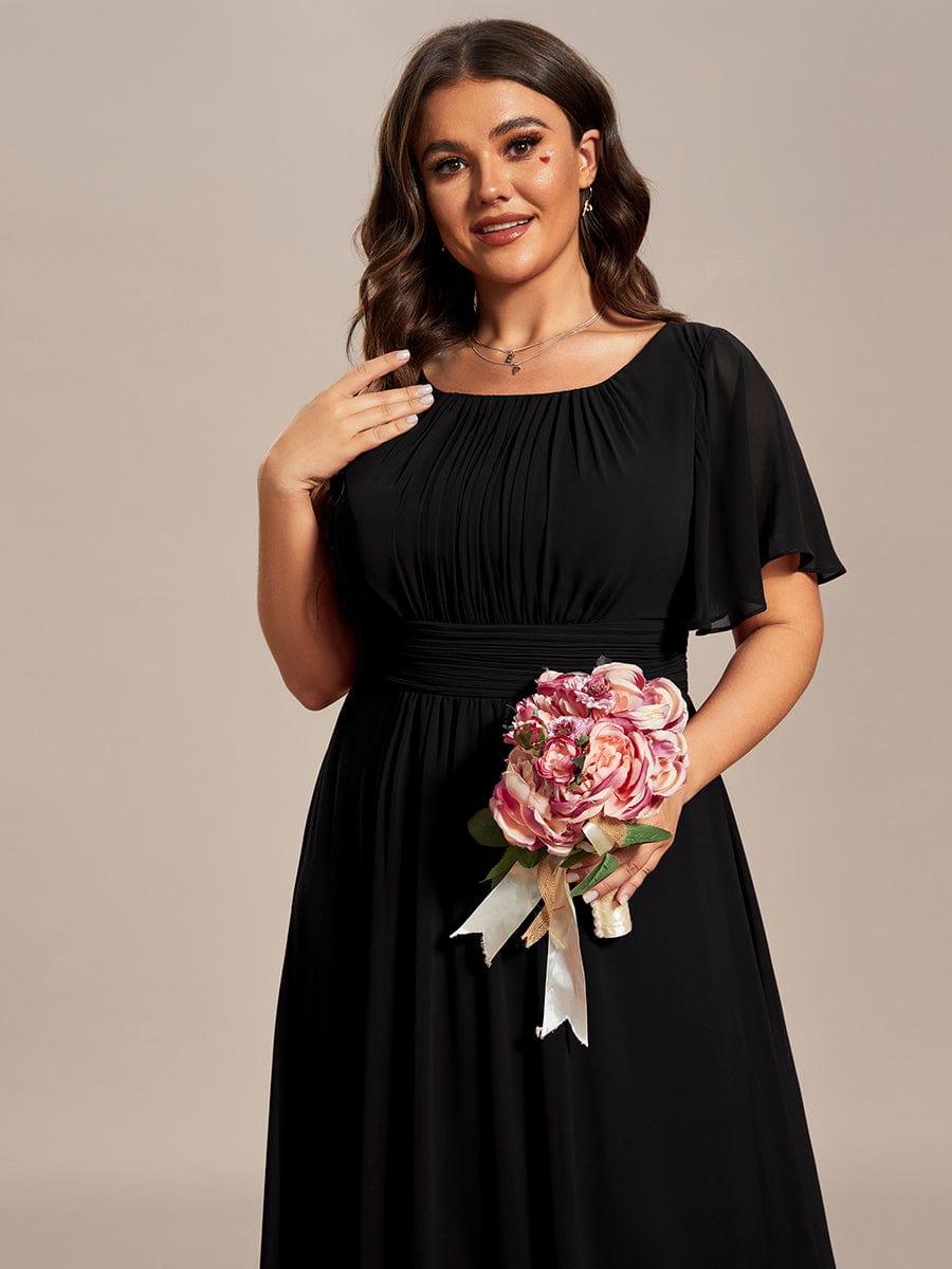 Plus Size Printed Chiffon Pleated Maxi Wedding Guest Dress
