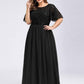 Plus Size Women's Embroidery Evening Dresses with Short Sleeve
