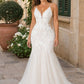 Romantic Plus Size Backless Wedding Dress with Floral Embroidery